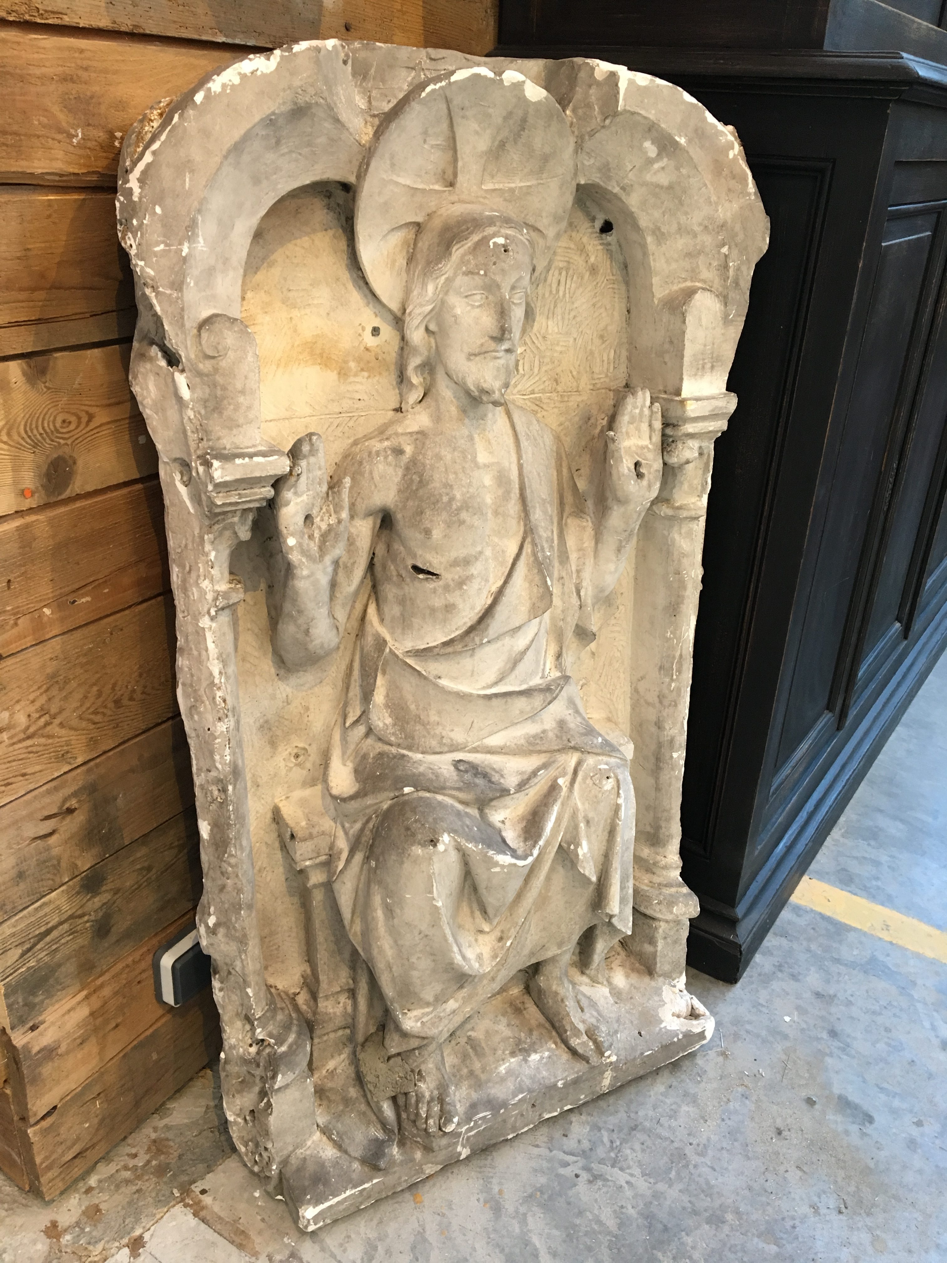 Bas relief début XXème en plâtre représentant le Christ Nord Factory