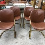 Set de 4 chaises en cuir années 70 design Italien