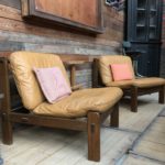 Paire de fauteuils vintage en cuir