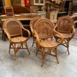 Suite de 4 fauteuils vintage en rotin