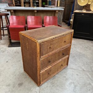 Commode en rotin années 60
