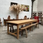 Grande table de communauté en sapin XXème