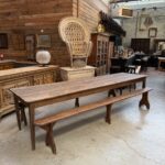 Grande table d&rsquo;estaminet début XXème et ses deux bancs
