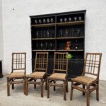 Suite de 4 chaises vintage en rotin et bambou