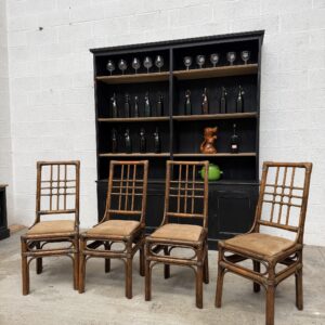Suite de 4 chaises vintage en rotin et bambou