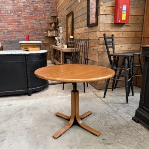 Table modulable ronde teck vintage pied central Osvaldo Borsani